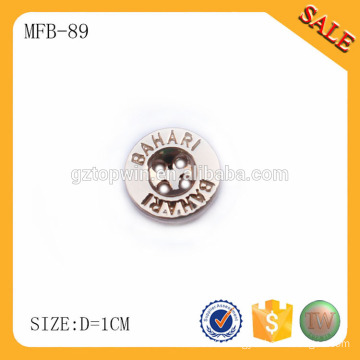 MFB89 Custom brand logo deboss metal 4 holes sewing button for clothing